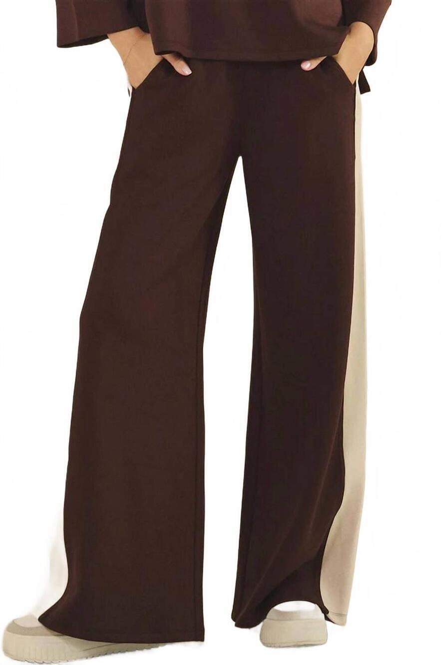 NEW YELETE relaxed fit two-toned wide leg pants in coffee